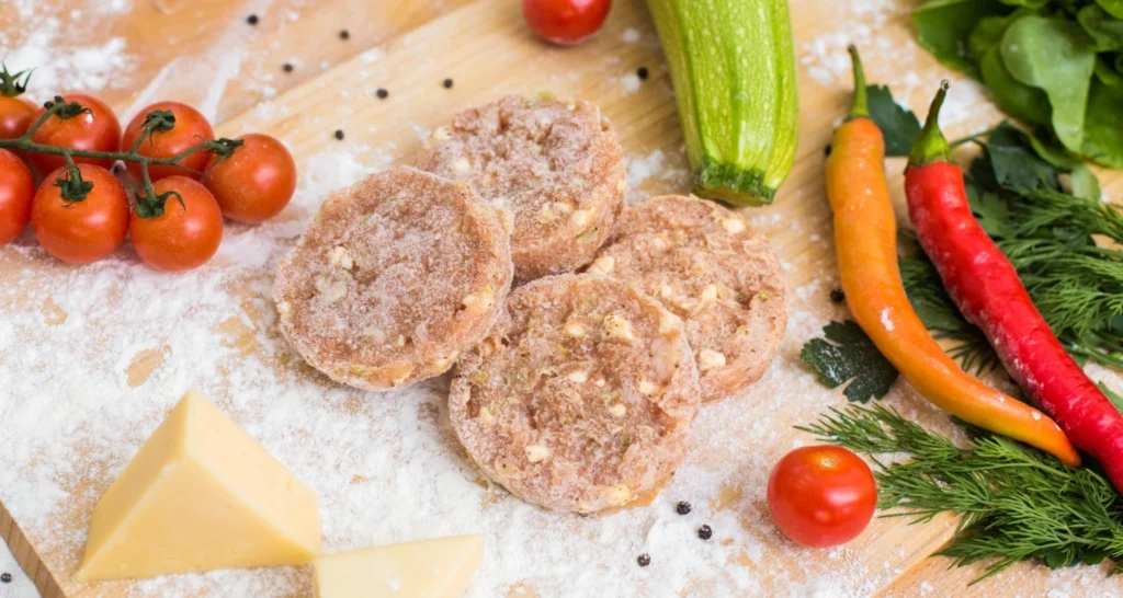 preparing chicken sausage patty