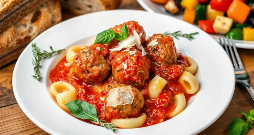 slow cooker tuscan chicken meatballs with gnocchi